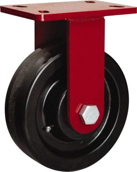Hamilton - 8" Diam x 2-1/2" Wide x 10-1/8" OAH Top Plate Mount Rigid Caster - Phenolic, 2,000 Lb Capacity, Tapered Roller Bearing, 5 x 7" Plate - Eagle Tool & Supply
