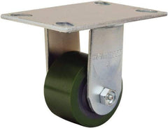 Hamilton - 3-1/4" Diam x 2" Wide x 5-1/4" OAH Top Plate Mount Rigid Caster - Polyurethane Mold onto Cast Iron Center, 575 Lb Capacity, Straight Roller Bearing, 4-1/2 x 6-1/4" Plate - Eagle Tool & Supply