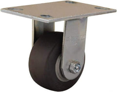 Hamilton - 4" Diam x 2" Wide x 5-5/8" OAH Top Plate Mount Rigid Caster - Rubber Mold on Polyolefin, 300 Lb Capacity, Straight Roller Bearing, 4-1/2 x 6-1/4" Plate - Eagle Tool & Supply