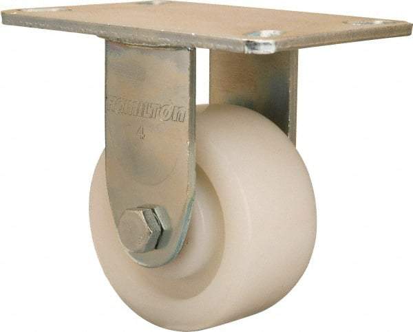 Hamilton - 4" Diam x 2" Wide x 5-5/8" OAH Top Plate Mount Rigid Caster - Nylon, 800 Lb Capacity, Sealed Precision Ball Bearing, 4-1/2 x 6-1/4" Plate - Eagle Tool & Supply