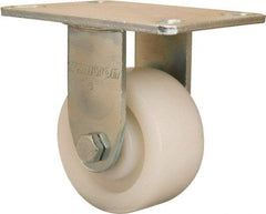 Hamilton - 4" Diam x 2" Wide x 5-5/8" OAH Top Plate Mount Rigid Caster - Nylon, 800 Lb Capacity, Sealed Precision Ball Bearing, 4-1/2 x 6-1/4" Plate - Eagle Tool & Supply