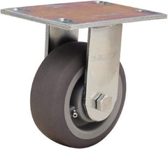 Hamilton - 5" Diam x 2" Wide x 6-1/2" OAH Top Plate Mount Rigid Caster - Rubber Mold on Polyolefin, 350 Lb Capacity, Straight Roller Bearing, 4-1/2 x 6-1/4" Plate - Eagle Tool & Supply