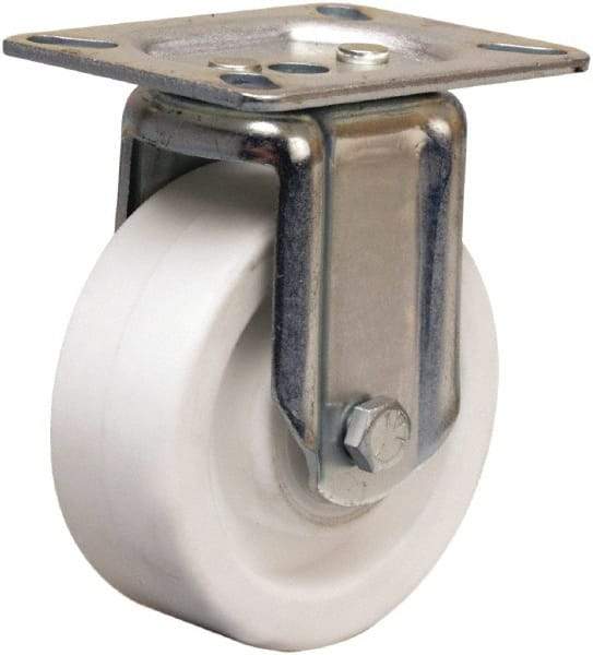 Hamilton - 4" Diam x 1-1/2" Wide x 5-1/16" OAH Top Plate Mount Rigid Caster - Polyolefin, 400 Lb Capacity, Plain Bore Bearing, 3-1/8 x 4-1/8" Plate - Eagle Tool & Supply