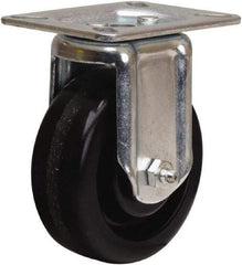 Hamilton - 4" Diam x 1-1/2" Wide x 5-1/16" OAH Top Plate Mount Rigid Caster - Phenolic, 375 Lb Capacity, Straight Roller Bearing, 3-1/8 x 4-1/8" Plate - Eagle Tool & Supply