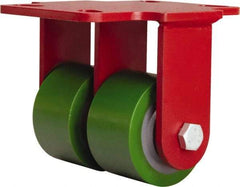Hamilton - 3-1/4" Diam x 2" Wide x 5-1/4" OAH Top Plate Mount Rigid Caster - Polyurethane Mold onto Cast Iron Center, 1,150 Lb Capacity, Straight Roller Bearing, 4-1/2 x 6-1/2" Plate - Eagle Tool & Supply