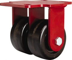 Hamilton - 4" Diam x 2" Wide x 5-5/8" OAH Top Plate Mount Rigid Caster - Phenolic, 1,600 Lb Capacity, Straight Roller Bearing, 4-1/2 x 6-1/2" Plate - Eagle Tool & Supply