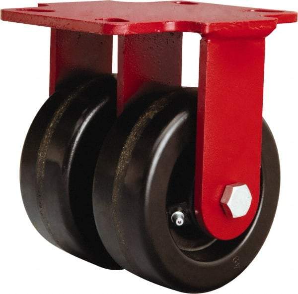 Hamilton - 5" Diam x 2" Wide x 6-3/4" OAH Top Plate Mount Rigid Caster - Phenolic, 2,000 Lb Capacity, Straight Roller Bearing, 4-1/2 x 6-1/2" Plate - Eagle Tool & Supply
