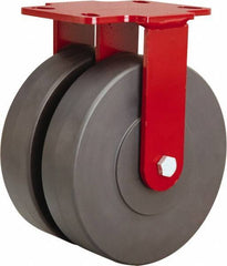 Hamilton - 8" Diam x 2" Wide x 9-3/4" OAH Top Plate Mount Rigid Caster - Nylon, 2,000 Lb Capacity, Sealed Precision Ball Bearing, 4-1/2 x 6-1/2" Plate - Eagle Tool & Supply