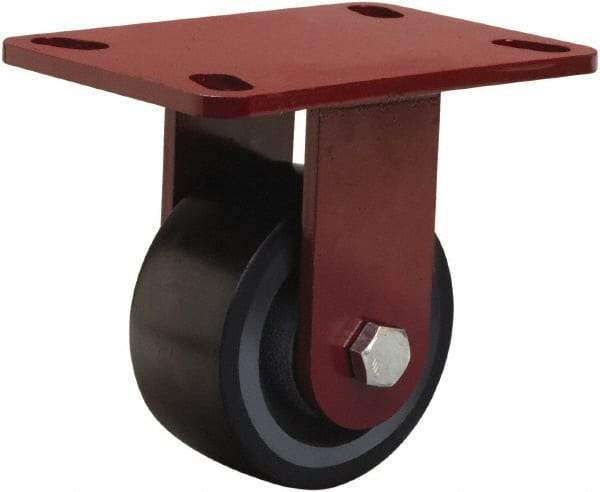 Hamilton - 4" Diam x 2" Wide x 5-5/8" OAH Top Plate Mount Rigid Caster - Polyurethane Mold onto Cast Iron Center, 975 Lb Capacity, Sealed Precision Ball Bearing, 4-1/2 x 6-1/2" Plate - Eagle Tool & Supply