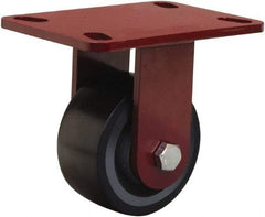 Hamilton - 4" Diam x 2" Wide x 5-5/8" OAH Top Plate Mount Rigid Caster - Polyurethane Mold onto Cast Iron Center, 975 Lb Capacity, Sealed Precision Ball Bearing, 4-1/2 x 6-1/2" Plate - Eagle Tool & Supply