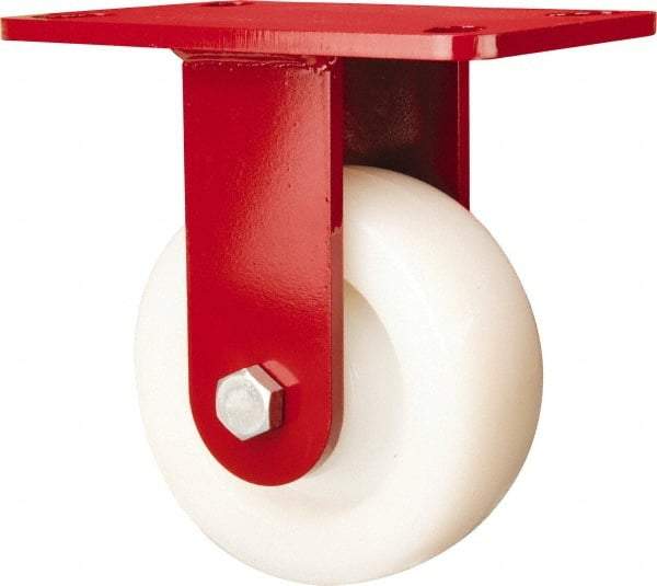 Hamilton - 5" Diam x 2" Wide x 6-3/4" OAH Top Plate Mount Rigid Caster - Nylon, 900 Lb Capacity, Sealed Precision Ball Bearing, 4-1/2 x 6-1/2" Plate - Eagle Tool & Supply