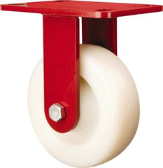 Hamilton - 6" Diam x 2" Wide x 7-3/4" OAH Top Plate Mount Rigid Caster - Nylon, 1,000 Lb Capacity, Sealed Precision Ball Bearing, 4-1/2 x 6-1/2" Plate - Eagle Tool & Supply