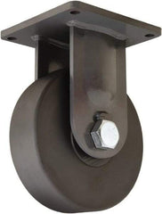 Hamilton - 10" Diam x 3" Wide x 13" OAH Top Plate Mount Rigid Caster - Nylon, 8,200 Lb Capacity, Precision Roller Ball Bearing, 8-1/2 x 8-1/2" Plate - Eagle Tool & Supply