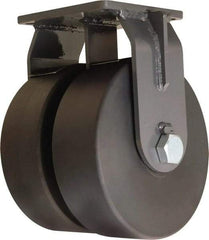 Hamilton - 12" Diam x 4" Wide x 15-1/2" OAH Top Plate Mount Dual Rigid Caster - Nylon, 16,000 Lb Capacity, Sealed Precision Ball Bearing, 8-1/2 x 8-1/2" Plate - Eagle Tool & Supply