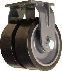 Hamilton - 12" Diam x 4" Wide x 15-1/2" OAH Top Plate Mount Dual Rigid Caster - Polyurethane Mold on Forged Steel, 15,600 Lb Capacity, Tapered Roller Bearing, 8-1/2 x 8-1/2" Plate - Eagle Tool & Supply