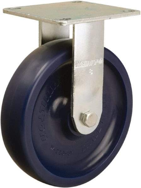 Hamilton - 8" Diam x 2" Wide x 9-1/2" OAH Top Plate Mount Rigid Caster - Polyurethane, 1,000 Lb Capacity, Sealed Precision Ball Bearing, 5 x 5-1/2" Plate - Eagle Tool & Supply