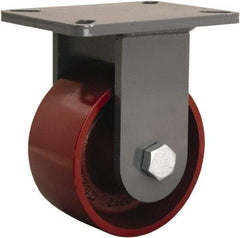 Hamilton - 6" Diam x 3" Wide x 8" OAH Top Plate Mount Rigid Caster - Cast Iron, 2,500 Lb Capacity, Tapered Roller Bearing, 5-1/4 x 7-1/4" Plate - Eagle Tool & Supply