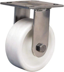 Hamilton - 5" Diam x 2" Wide x 6-1/2" OAH Top Plate Mount Rigid Caster - Polyolefin, 650 Lb Capacity, Delrin Bearing, 3-3/4 x 4-1/2" Plate - Eagle Tool & Supply