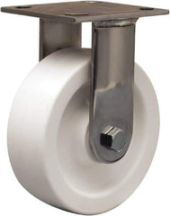 Hamilton - 6" Diam x 2" Wide x 7-1/2" OAH Top Plate Mount Rigid Caster - Polyolefin, 750 Lb Capacity, Delrin Bearing, 4 x 4-1/2" Plate - Eagle Tool & Supply