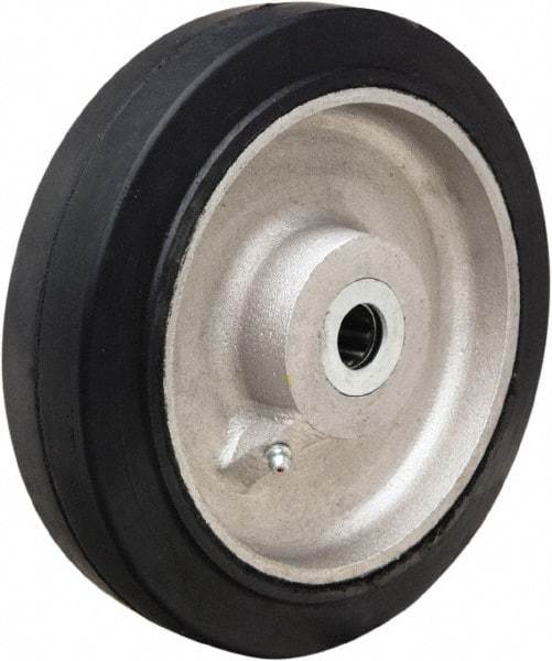Hamilton - 8 Inch Diameter x 2 Inch Wide, Rubber on Aluminum Caster Wheel - 500 Lb. Capacity, 2-1/4 Inch Hub Length, 3/4 Inch Axle Diameter, Straight Roller Bearing - Eagle Tool & Supply