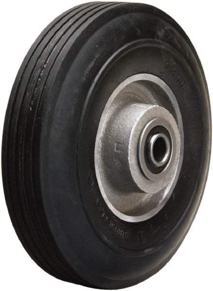 Hamilton - 6 Inch Diameter x 2 Inch Wide, Rubber on Aluminum Caster Wheel - 300 Lb. Capacity, 2-1/4 Inch Hub Length, 1/2 Inch Axle Diameter, Precision Ball Bearing - Eagle Tool & Supply