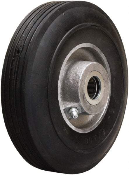 Hamilton - 6 Inch Diameter x 2 Inch Wide, Rubber on Aluminum Caster Wheel - 300 Lb. Capacity, 2-1/4 Inch Hub Length, 3/4 Inch Axle Diameter, Straight Roller Bearing - Eagle Tool & Supply