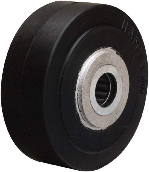 Hamilton - 4 Inch Diameter x 1-1/2 Inch Wide, Rubber on Aluminum Caster Wheel - 200 Lb. Capacity, 1-3/4 Inch Hub Length, 5/8 Inch Axle Diameter, Straight Roller Bearing - Eagle Tool & Supply