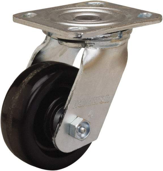 Hamilton - 4" Diam x 1-1/2" Wide x 5-5/8" OAH Top Plate Mount Swivel Caster - Phenolic, 550 Lb Capacity, Straight Roller Bearing, 4 x 4-1/2" Plate - Eagle Tool & Supply