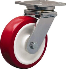 Hamilton - 6" Diam x 2" Wide x 7-1/2" OAH Top Plate Mount Swivel Caster - Polyurethane Mold on Polypropylene, 1,000 Lb Capacity, Delrin Bearing, 4 x 5" Plate - Eagle Tool & Supply
