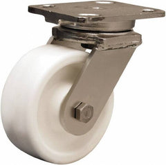 Hamilton - 5" Diam x 2" Wide x 6-1/2" OAH Top Plate Mount Swivel Caster - Polyolefin, 650 Lb Capacity, Delrin Bearing, 4 x 5" Plate - Eagle Tool & Supply