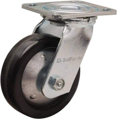 Hamilton - 5" Diam x 1-1/2" Wide x 6-1/2" OAH Top Plate Mount Swivel Caster - Phenolic, 600 Lb Capacity, Straight Roller Bearing, 4 x 4-1/2" Plate - Eagle Tool & Supply