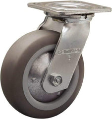 Hamilton - 6" Diam x 2" Wide x 7-1/2" OAH Top Plate Mount Swivel Caster - Rubber Mold on Polyolefin, 410 Lb Capacity, Straight Roller Bearing, 4 x 4-1/2" Plate - Eagle Tool & Supply