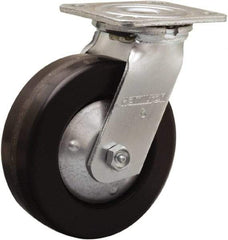 Hamilton - 6" Diam x 2" Wide x 7-1/2" OAH Top Plate Mount Swivel Caster - Phenolic, 900 Lb Capacity, Straight Roller Bearing, 4 x 4-1/2" Plate - Eagle Tool & Supply