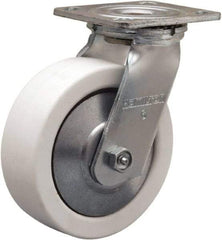 Hamilton - 6" Diam x 2" Wide x 7-1/2" OAH Top Plate Mount Swivel Caster - Polyolefin, 750 Lb Capacity, Delrin Bearing, 4 x 4-1/2" Plate - Eagle Tool & Supply