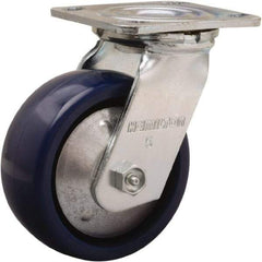 Hamilton - 5" Diam x 2" Wide x 6-1/2" OAH Top Plate Mount Swivel Caster - Polyurethane, 900 Lb Capacity, Sealed Precision Ball Bearing, 4 x 4-1/2" Plate - Eagle Tool & Supply