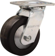 Hamilton - 5" Diam x 2" Wide x 6-1/2" OAH Top Plate Mount Swivel Caster - Phenolic, 900 Lb Capacity, Straight Roller Bearing, 4 x 4-1/2" Plate - Eagle Tool & Supply