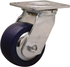 Hamilton - 4" Diam x 2" Wide x 5-5/8" OAH Top Plate Mount Swivel Caster - Polyurethane, 750 Lb Capacity, Straight Roller Bearing, 4 x 4-1/2" Plate - Eagle Tool & Supply