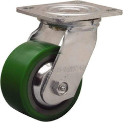 Hamilton - 4" Diam x 2" Wide x 5-5/8" OAH Top Plate Mount Swivel Caster - Polyurethane Mold onto Cast Iron Center, 750 Lb Capacity, Sealed Precision Ball Bearing, 4 x 4-1/2" Plate - Eagle Tool & Supply