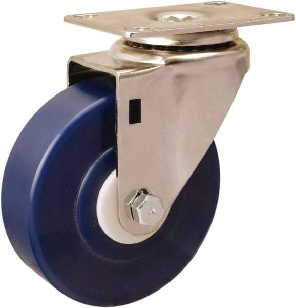 Hamilton - 4" Diam x 1-1/4" Wide x 5-1/8" OAH Top Plate Mount Swivel Caster - Polyurethane, 325 Lb Capacity, Delrin Bearing, 2-3/8 x 3-5/8" Plate - Eagle Tool & Supply