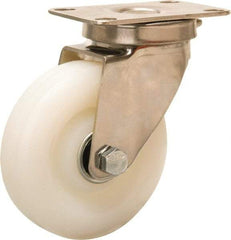 Hamilton - 4" Diam x 1-1/4" Wide x 5-1/8" OAH Top Plate Mount Swivel Caster - Nylon, 325 Lb Capacity, Plain Bore Bearing, 2-3/8 x 3-5/8" Plate - Eagle Tool & Supply