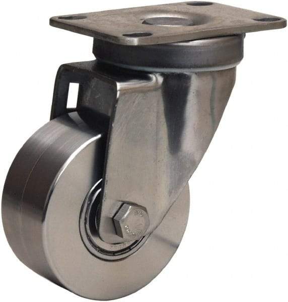 Hamilton - 3" Diam x 1-3/8" Wide x 4-5/8" OAH Top Plate Mount Swivel Caster - Forged Steel, 325 Lb Capacity, Stainless Steel Precision Ball Bearing, 2-3/8 x 3-5/8" Plate - Eagle Tool & Supply
