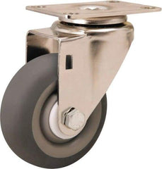 Hamilton - 3-1/2" Diam x 1-3/8" Wide x 4-7/8" OAH Top Plate Mount Swivel Caster - Rubber Mold on Polyolefin, 240 Lb Capacity, Delrin Bearing, 2-3/8 x 3-5/8" Plate - Eagle Tool & Supply