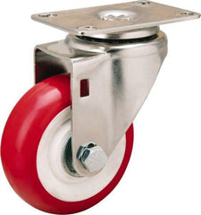 Hamilton - 3-1/2" Diam x 1-3/8" Wide x 4-7/8" OAH Top Plate Mount Swivel Caster - Polyurethane Mold on Polypropylene, 325 Lb Capacity, Delrin Bearing, 2-3/8 x 3-5/8" Plate - Eagle Tool & Supply