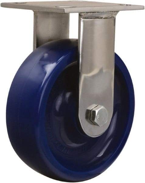 Hamilton - 6" Diam x 2" Wide x 7-1/2" OAH Top Plate Mount Rigid Caster - Polyurethane, 800 Lb Capacity, Delrin Bearing, 3-3/4 x 4-1/2" Plate - Eagle Tool & Supply