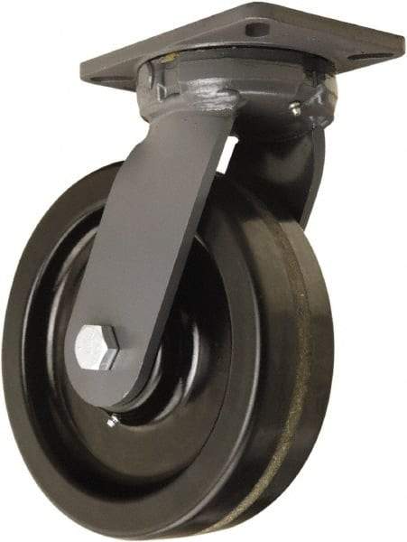 Hamilton - 10" Diam x 3" Wide x 12-1/2" OAH Top Plate Mount Swivel Caster - Phenolic, 2,900 Lb Capacity, Straight Roller Bearing, 5-1/4 x 7-1/4" Plate - Eagle Tool & Supply