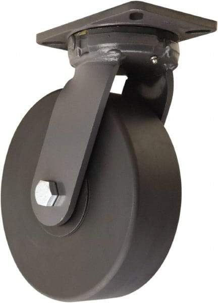 Hamilton - 10" Diam x 3" Wide x 12-1/2" OAH Top Plate Mount Swivel Caster - Nylon, 5,000 Lb Capacity, Precision Ball Bearing, 5-1/4 x 7-1/4" Plate - Eagle Tool & Supply