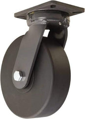 Hamilton - 10" Diam x 3" Wide x 12-1/2" OAH Top Plate Mount Swivel Caster - Nylon, 5,000 Lb Capacity, Precision Ball Bearing, 5-1/4 x 7-1/4" Plate - Eagle Tool & Supply