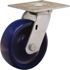 Hamilton - 6" Diam x 2" Wide x 7-1/2" OAH Top Plate Mount Swivel Caster - Polyurethane, 1,000 Lb Capacity, Sealed Precision Ball Bearing, 5 x 5-1/2" Plate - Eagle Tool & Supply