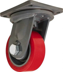 Hamilton - 8" Diam x 3" Wide x 11" OAH Top Plate Mount Swivel Caster - Polyurethane, 4,200 Lb Capacity, Tapered Roller Bearing, 8-1/2 x 8-1/2" Plate - Eagle Tool & Supply
