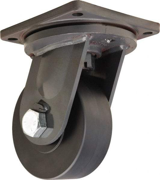 Hamilton - 8" Diam x 3" Wide x 11" OAH Top Plate Mount Swivel Caster - Nylon, 7,200 Lb Capacity, Precision Ball Bearing, 8-1/2 x 8-1/2" Plate - Eagle Tool & Supply